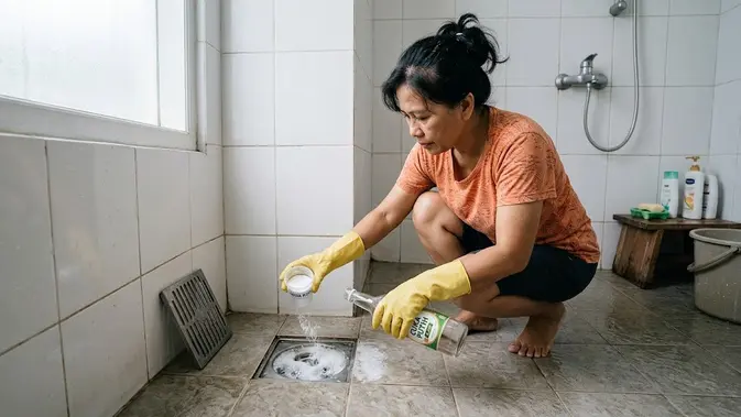 Cara Mengusir Cacing dari Kamar Mandi Tanpa Bahan Kimia. (AI Generated)