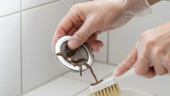 Cara Mengusir Cacing dari Kamar Mandi Tanpa Bahan Kimia. (AI Generated)
