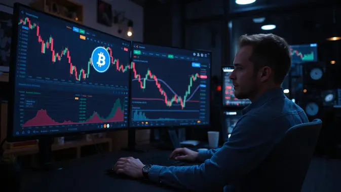 Ilustrasi harga kripto. (Foto by AI)