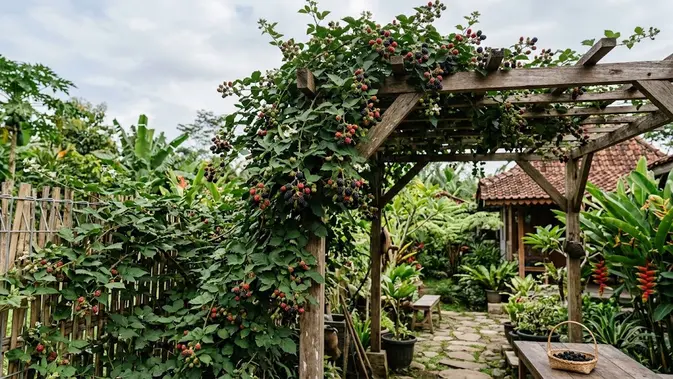 Blackberry, Tanaman Buah yang Bisa Dirambatkan di Pagar atau Pergola/AI Generated
