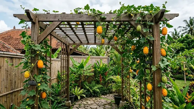 Melon Tanduk, Tanaman Buah yang Bisa Dirambatkan di Pagar atau Pergola/AI Generated