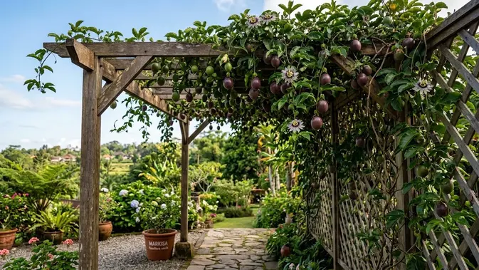 Markisa, Tanaman Buah yang Bisa Dirambatkan di Pagar atau Pergola/AI Generated