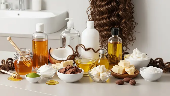 Produk Perawatan Rambut Keriting dan Ikal Produk Perawatan Rambut Keriting dan Ikal. (AI Generated)