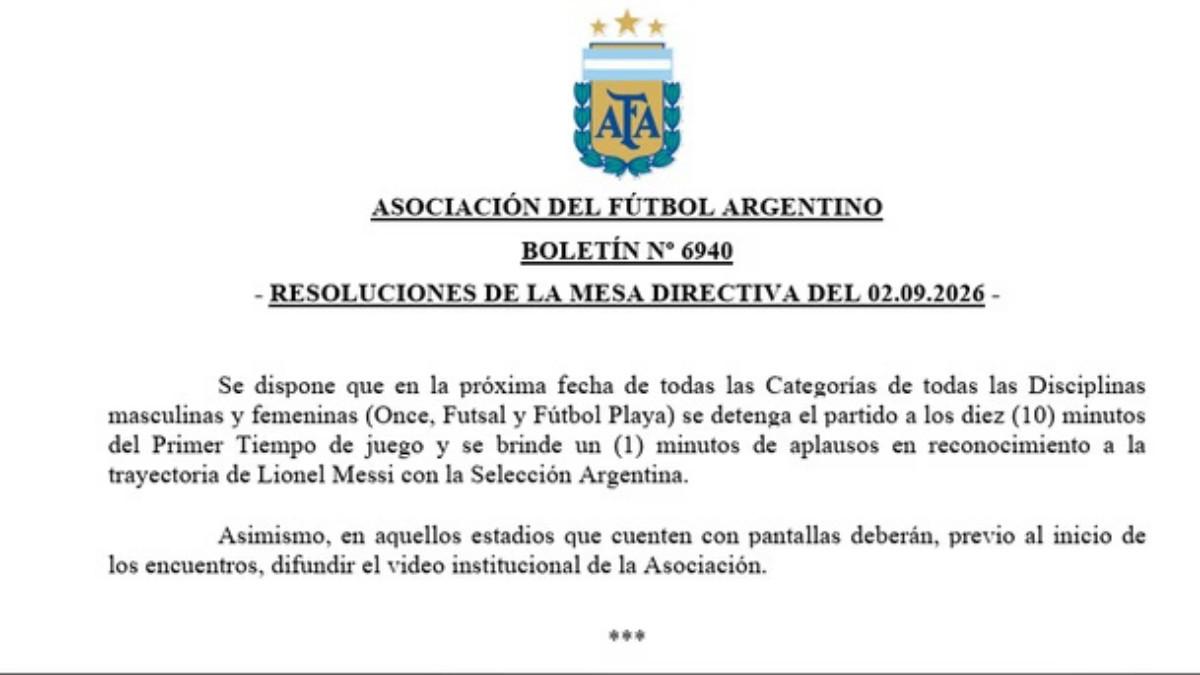 Asosiasi Sepak Bola Argentina (AFA) mengeluarkan instruksi penghormatan untuk Lionel Messi yang pensiun dari Timnas Argentina.
