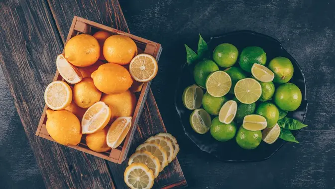 Ilustrasi jeruk nipis dan lemon (Sumber: Freepik/8photo).