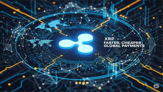 Ilustrasi aset kripto XRP. (Gambar by AI) Ilustrasi aset kripto XRP. (Gambar by AI)