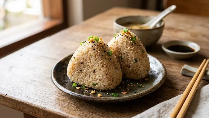 ilustrasi onigiri tuna mayo tanpa nori ilustrasi onigiri tuna mayo tanpa nori (AI Generated)
