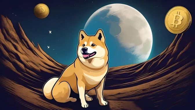 Ilustrasi meme coin dogecoin. (Foto By AI)