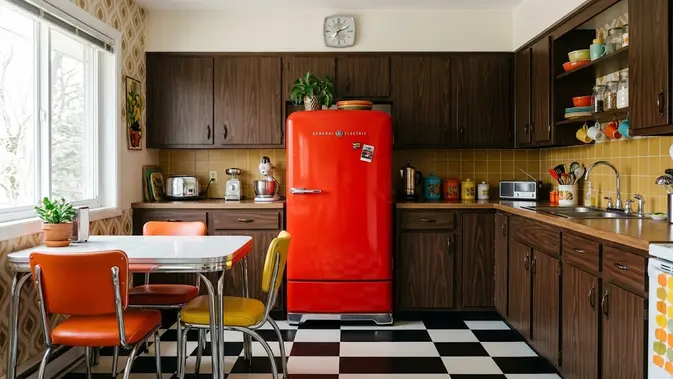 Dapur 70-an Poppy Red: Merah Cerah yang Jarang Ditemui. (AI Generated)