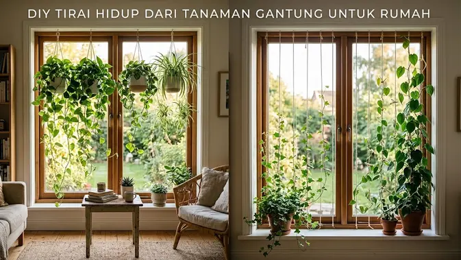 Tirai Gantung dari Tanaman Hidup Tirai Gantung dari Tanaman Hidup. (AI Generated)