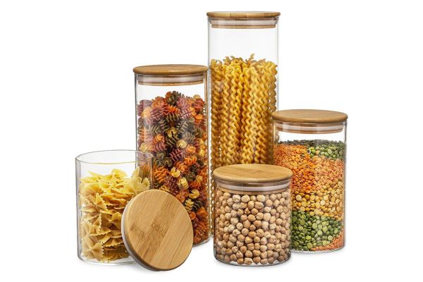 Amazon Le'raze Set of 5 Glass Kitchen Canisters Credit: Amazon