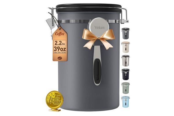 Veken Coffee Canister 39oz 2.2lbs Large Airtight Stainless Steel Credit: Amazon
