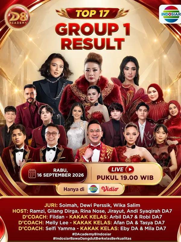 Live streaming DA8, juri dan host DA8 malam ini (credit: Indosiar)