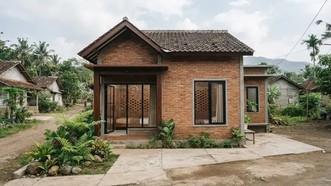 Model Rumah Desa 2 Kamar Tidur yang Hemat Biaya (AI Generated)