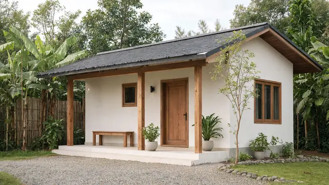 Rumah Desa Bergaya Japandi Sederhana. (AI Generated)