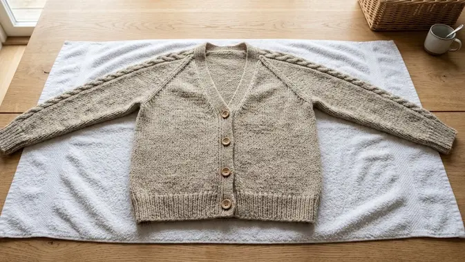 Cara Mencuci Cardigan Rajut agar Tidak Berbulu. (AI Generated)