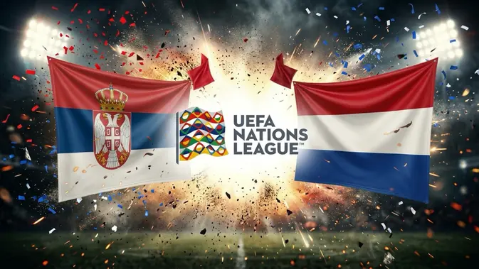 Ilustrasi Serbia Vs Belanda, UEFA Nations League Ilustrasi Serbia versus Belanda, UEFA Nations League, (Bola.com/AI)