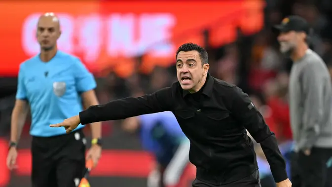 Xavi Hernandez Pelatih Timnas Belanda, Xavi Hernandez, memberikan gestur saat laga UEFA Nations League melawan Jerman di Johan Cruijff ArenA, Amsterdam, 24 September 2026. (NICOLAS TUCAT / AFP)