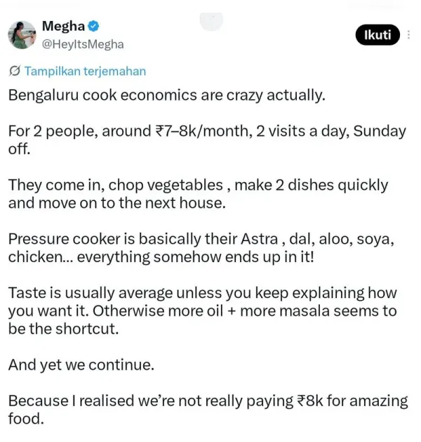 Demi Nggak Nyentuh Dapur, Wanita Ini Sewa Juru Masak Rp1,4 Juta per Bulan Demi Nggak Nyentuh Dapur, Wanita Ini Sewa Juru Masak Rp1,4 Juta per Bulan