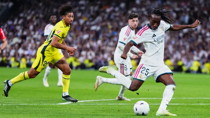 Pemain Real Madrid Yan Diomande Pemain Real Madrid Yan Diomande mencetak gol dalam laga La Liga antara Real Madrid vs Villarreal di Madrid, Spanyol, Sabtu, 10 Oktober 2026. (AP Photo/Manu Fernandez)