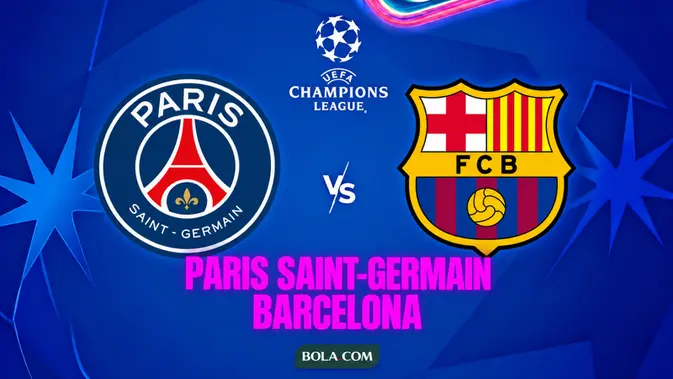 Ilustrasi Paris Saint-Germain (PSG) versus Barcelona, Liga Champions. (Bola.com/AI)