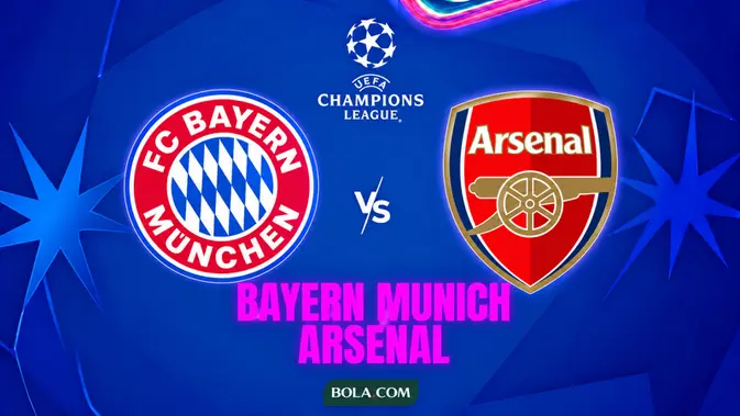 Ilustrasi Bayern Munchen versus Arsenal, Liga Champions. (Bola.com/AI)