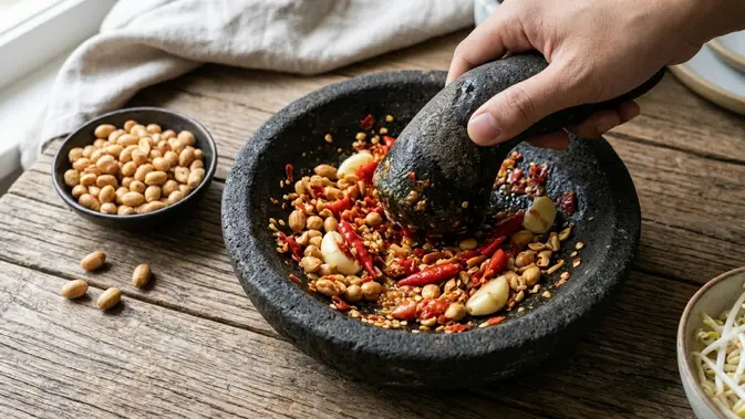 Cara Membuat Resep Sambal Tahu Kecap Kacang. Foto: AI Generated