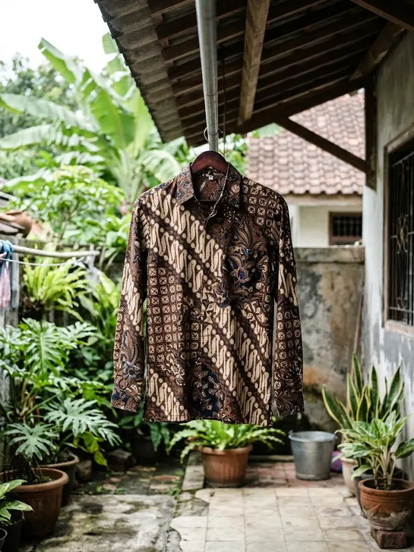 mencuci kemeja batik (AI generated)