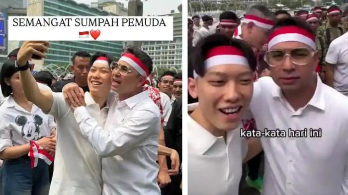KOLASE - Potret Raffi Ahmad dan Willies Salim di acara deklarasi Sumpah Pemuda di Bundaran HI, dicapture Sabtu (31/10/2026).